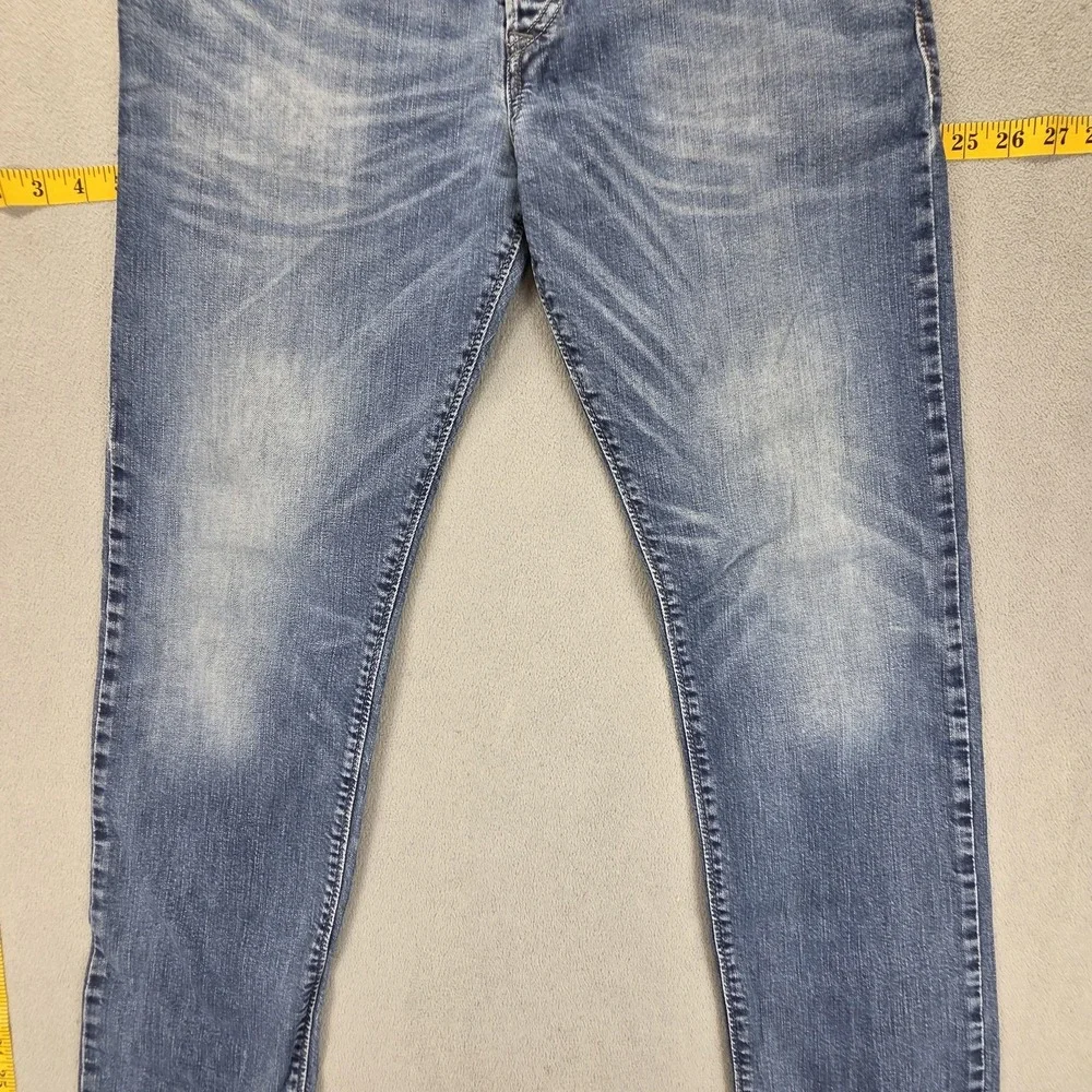 Diesel Jeans Mens 32x34 Blue Buster Regular Slim Tapered Stretch Honeycomb 0853R